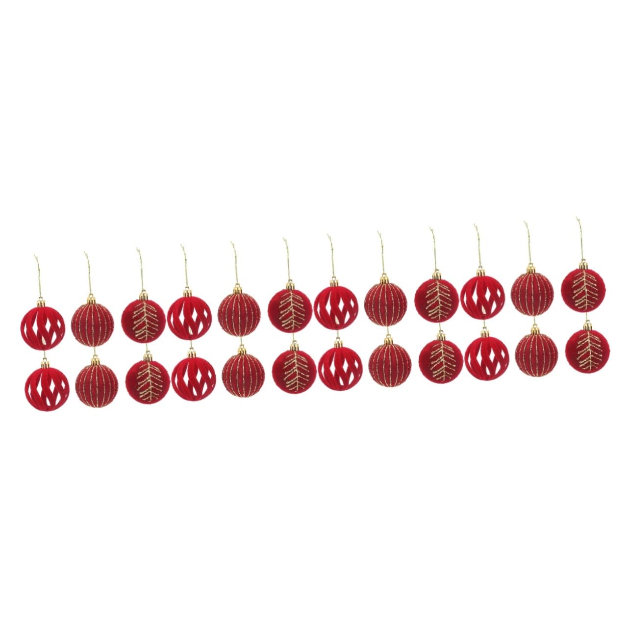 PRETYZOOM 24stücke Teiliges Weihnachtsbaum-dekorationskugeln Rot Flocking Weihnachtsbaum-hängeschmuck Für Festliche Anlässe Und Weihnachtsdekoration