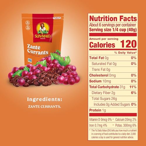 Image of Sun-Maid California Sun-Dried Zante Currants - (10 Pack) 8 oz Resealable Bag - Dried Fruit for Healthy Snacks and School Lunches