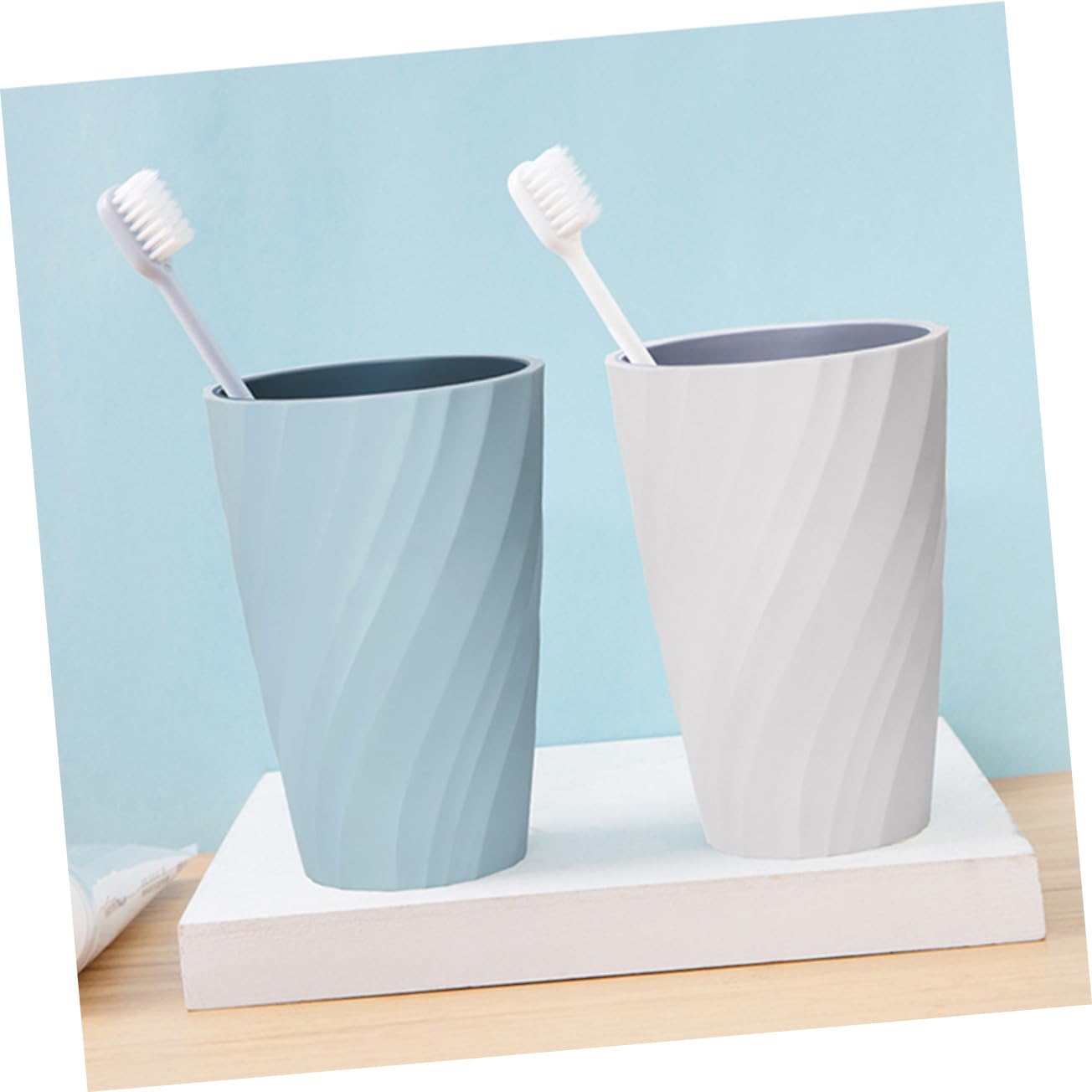 Beatifufu 2pcs Double Household Drinking Cup Grey White Dark Mouthwash Cup Versatile Tumbler for Home School Office Stylish Design for -Term Use