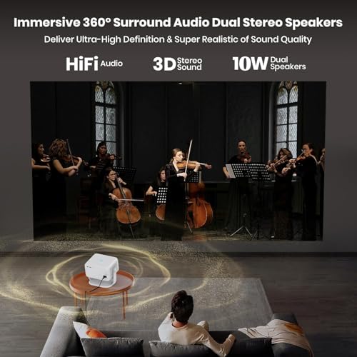 Image of Net-Flix Certified AUN Power Projector 4K Ultra HD, Android 13 Mini LED Projector 1080p Native, 14000 Lumen, Fully Automatic, HDMI ARC, 5G WiFi YouTube, Hotstar, Prime, Projector for Room