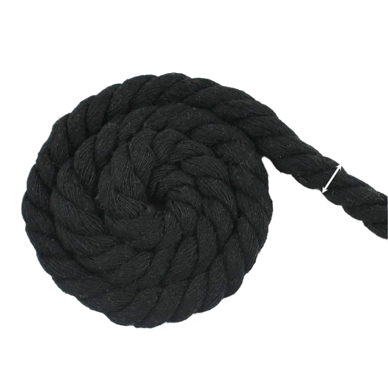 Twisted Cotton Cord 1-5M 5-20mm Black 3 Shares Twisted Cotton Cord Bag Braid Thread Ropes Shoes Knapsack Decor(Black-8mm,1Meter)