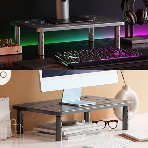Monitor Stand Riser, capacidad 20 kg, 3 niveles de altura | Construcción en ABS y acero al carbono, orificios ventilados, almacenamiento bajo escritorio, uso en oficina en casa miniatura 3