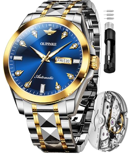Image of OLEVS Watch for Men Stainless Steel Quartz Business Dress Diamond Large Dial Waterproof Mens Watches with Date Wrist Watch