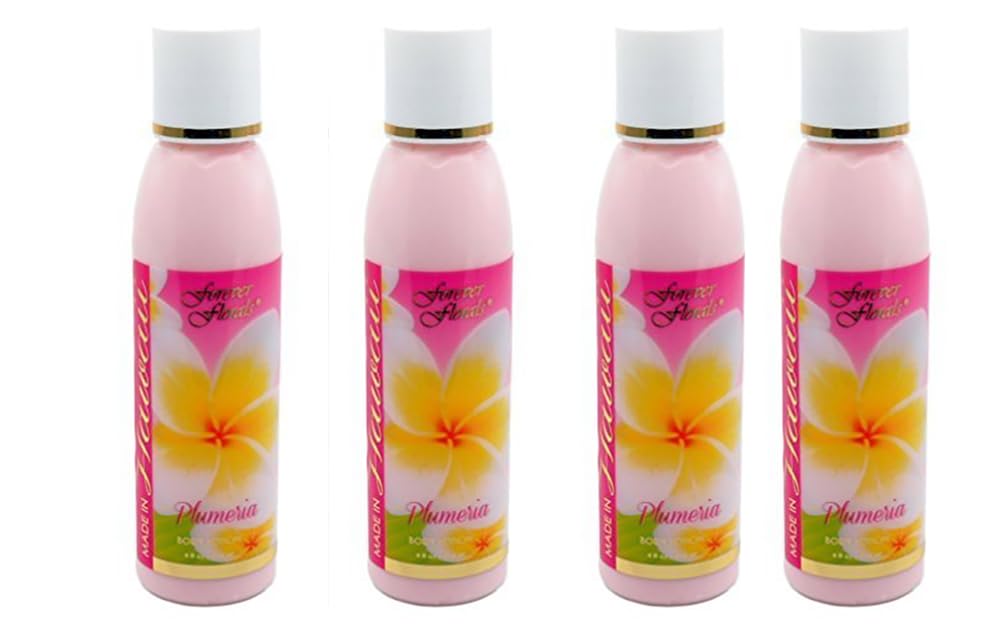 Hawaii Forever Florals Body Lotion 4 Bottles 4 oz. Each Plumeria by Forever Florals