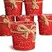 Factory Direct Craft Package of 6 Red Trendy Burlap Covered Glass Votive Candle Holders for Home and Party Decor
