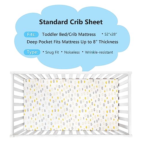 Image of TILLYOU 2 Pack Fitted Crib Sheet Set - 100% Natural Cotton Toddler Bed Mattress Sheets,Standard 28 inchx 52 inch, Gray Crown & Light Gray