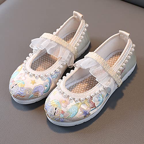Girls Flat Bottomed Embroidered Sandals Fashionable Antique Costume Children Performance Children Slides for Girls (Green, 6-7 Years Little Child)2