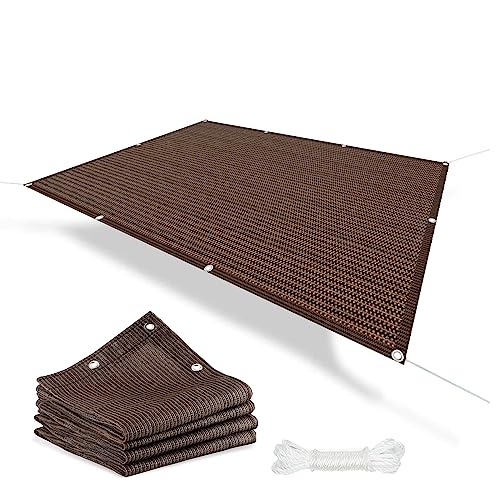 Toile d ombrage balcon terrasse marron anti UV avec corde de fixation - 2