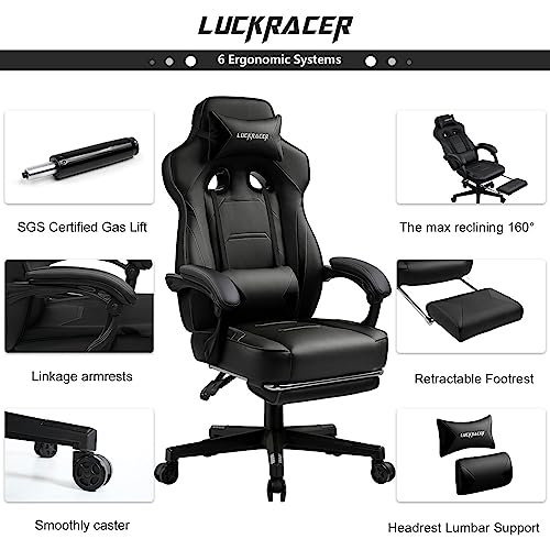 Gaming-Chair-Video-Game-Chairs-Gaming-Computer-Chair-with-Footrest-350Lb-Heavy-Duty-Gaming-Chair-Ergonomic-Office-Chair-Lumbar-Support-for-Adults-High-Back-Swivel-Seat-ReclinerBlack
