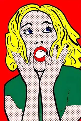 XZSFD NBGEA Póster de Roy Lichtenstein Modern Color Comics Lienvas《Surprised》De Roy Lichtenstein Colección de Grabados para Decoración del Hogar 40x60cm Sin enmarcar