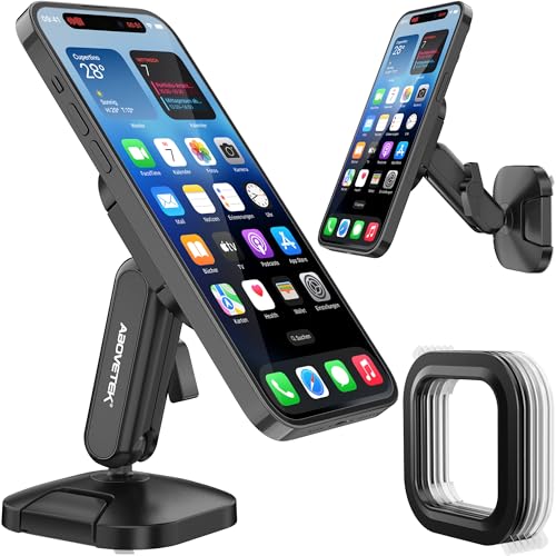 AboveTEK Soporte Universal para Teléfono, Soporte para Teléfono Manos Libres en la Ducha para Espejo, Parabrisas, Baño/Ventana, Soporte de Pared Adhesivo Ajustable (Negro)