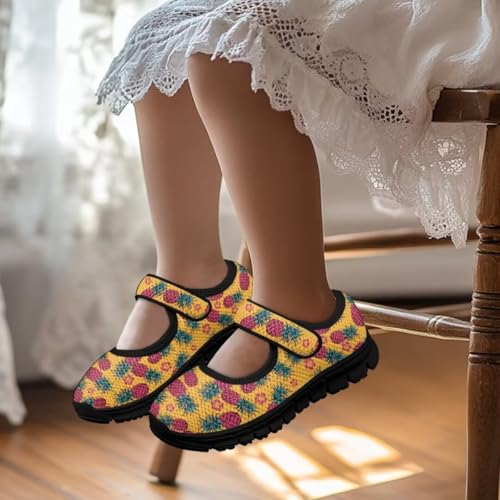 Girls Mary Jane Sneakers Cute Slip On School Dress Up Flats Shoes Anti-Slip with Magic Sticker4