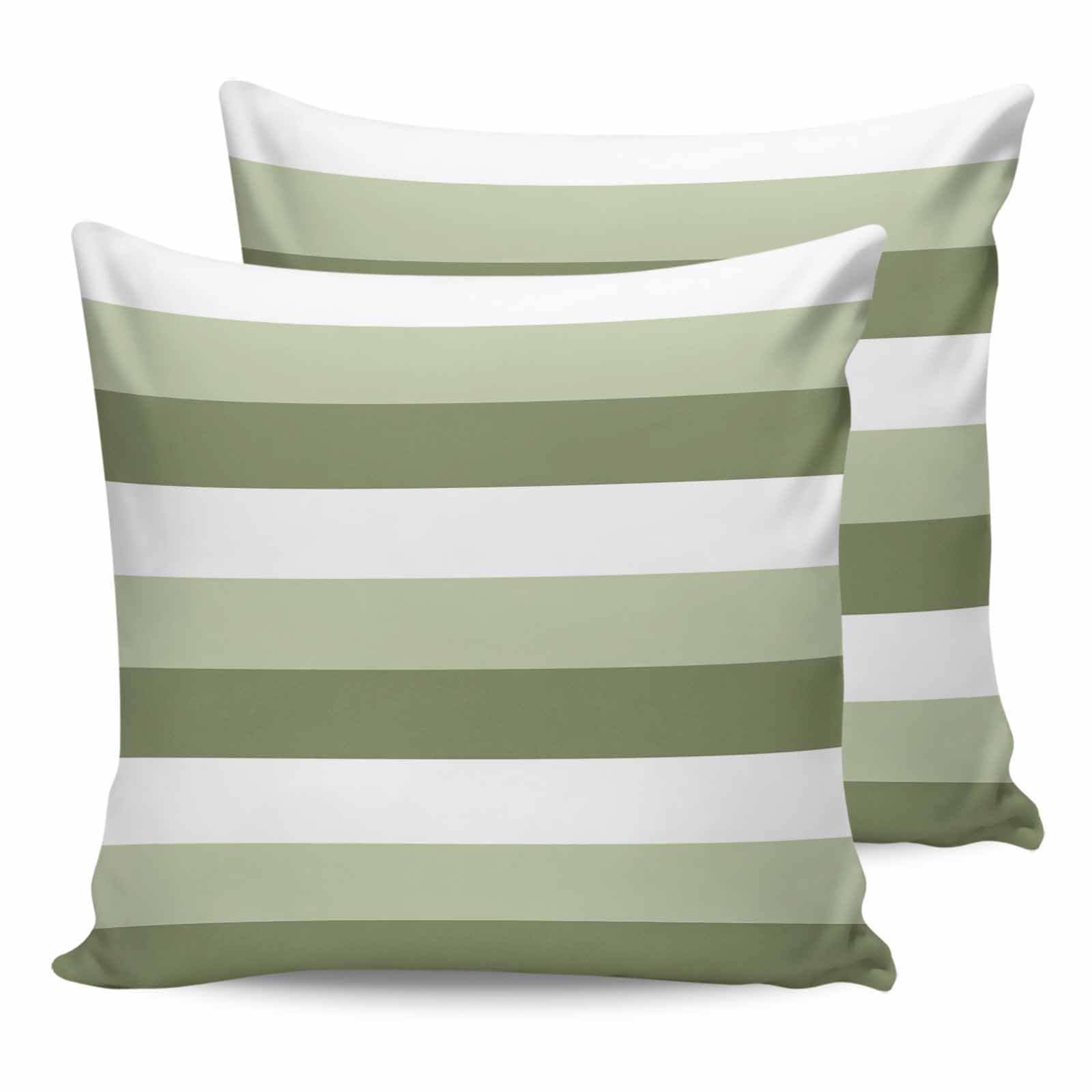 HilariousM Pack of 2 Ombre Green Stripe Outdoor Pillow Waterproof Covers 20x20 inch, Geometric Art Polyester Throw Pillow Covers Garden Cushion