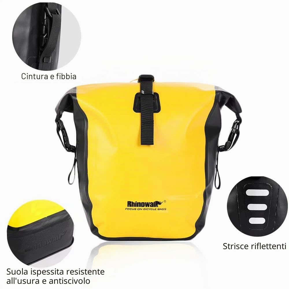 Rhinowalk Borsa da bicicletta impermeabile per portabagagli, portabagagli, tasche laterali, borsa da bicicletta, borsa posteriore