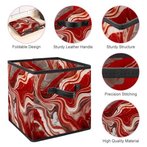 Boîte de rangement marbre rouge pliable pour optimiser les placards vides - 5