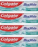 Colgate Max White Toothpaste 4 x 100ml with Whitening Crystals Crystal Mint Gel Advanced Stain Removal Toothpaste for Whiter Teeth Fresh Breath & Deep Clean Oral Care Value Pack