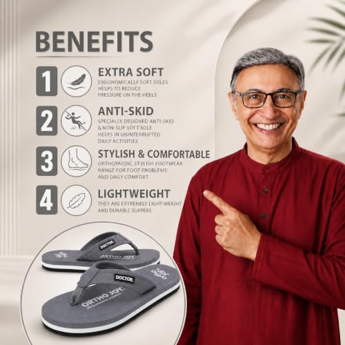 Image of ORTHO JOY EXTRA SOFT Ultra Cushion Slippers for Men's| Doctor | Lightweight & Comfortable| Orthopedic & Diabetic| Casual & Stylish| Non-Slip Durable Mcr Dr Chappals & House Flip flops For Gent's & Boy's