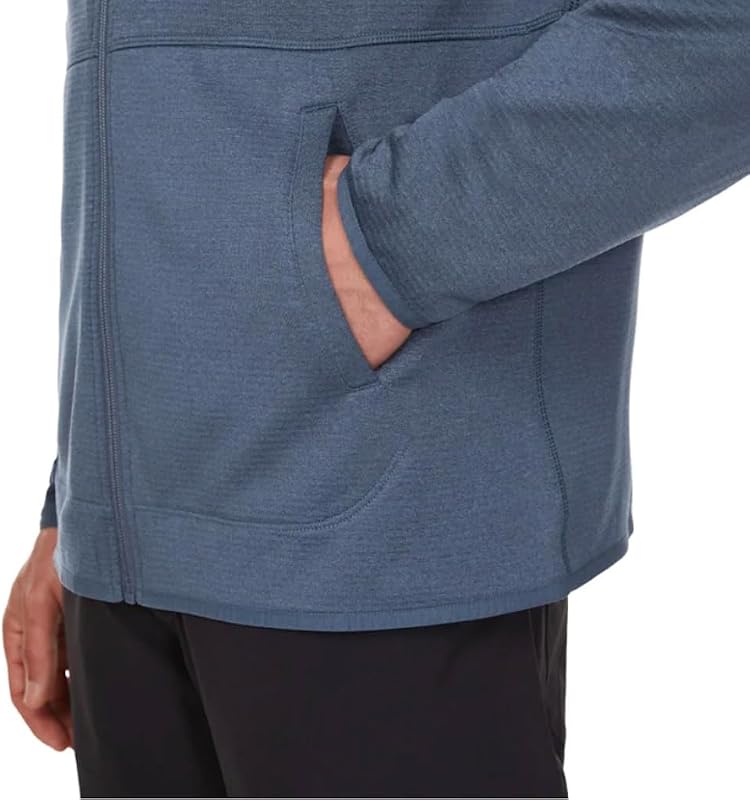 Merrell Men's Full Zip Grid Fleece Jacket Hoodie (US, Alpha, Large, Regular, Regular, Blue) image 5