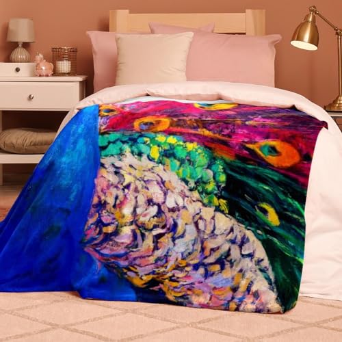 Plaid paon couverture polaire chaude douce pour lit - 8