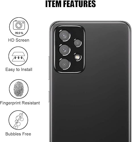 Miniatura 5 de (3+3) Protector de pantalla de vidrio templado con protector de lente de cámara, antiarañazos, transparente HD (3+3) para Samsung Galaxy A23 5G / 4G