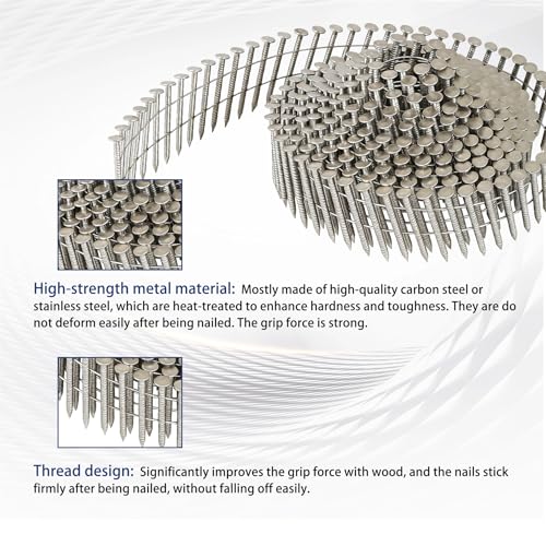 Image of 3600 Count Stainless Steel Siding Nails 15-Degree Collated Wire Coil 1-1 /4 Inch, 0.09 Inch Ring Shank Siding Nails