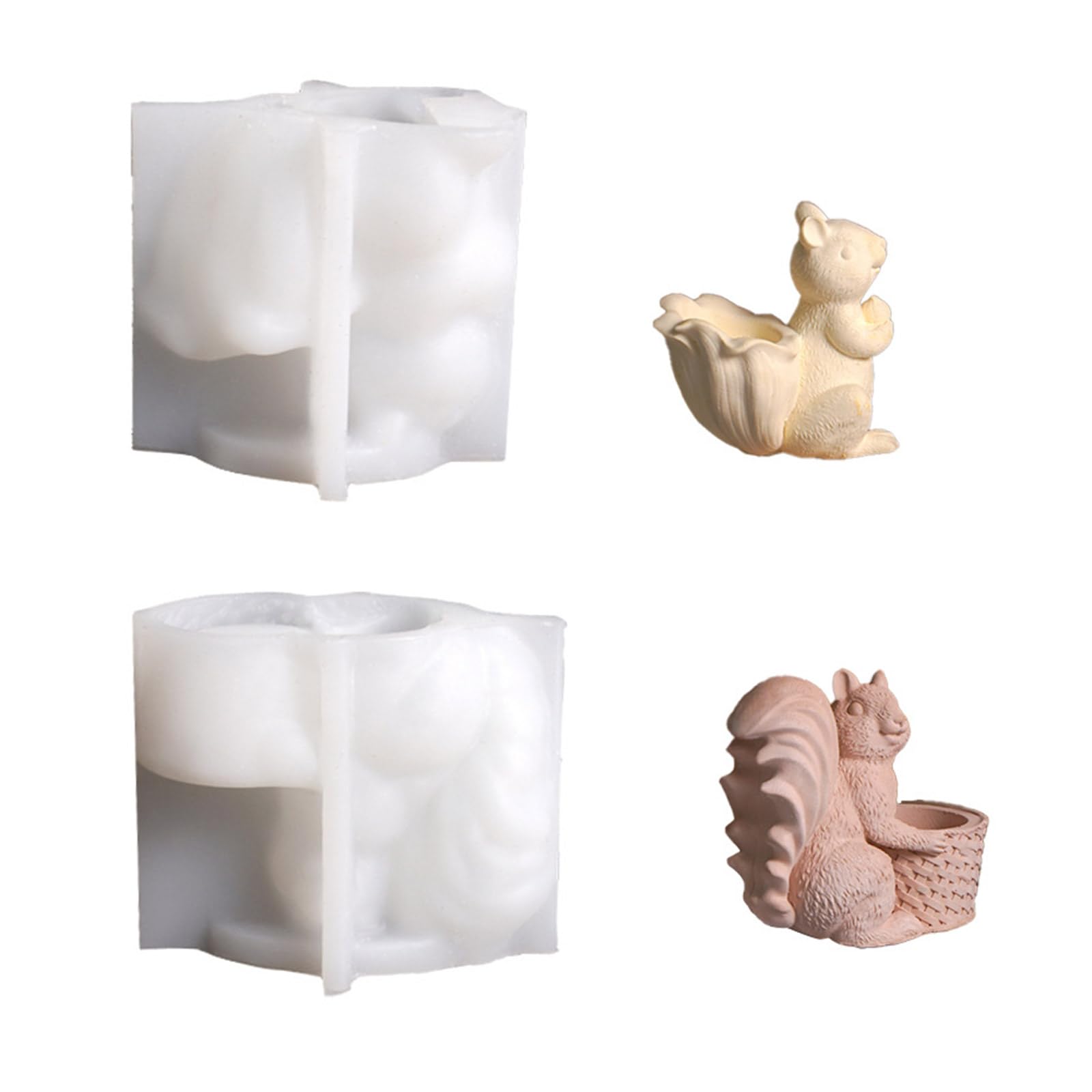 Msioytog Food Grade Silicone Squirrel Basket Set 2Pcs Crafting Tool for Resin Plaster Storage Box Silicone Storage Box