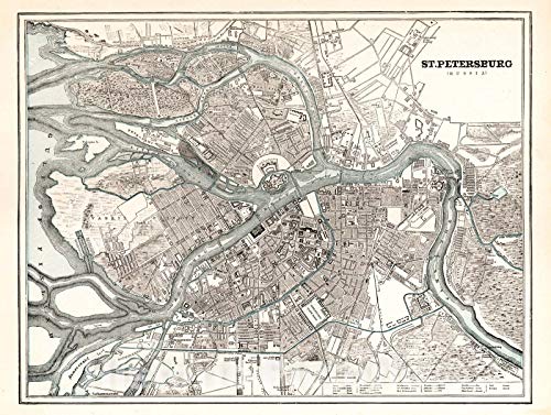 Historic Map - St. Petersburg, Russia 1893 - Vintage Wall Art - 30in x 24in