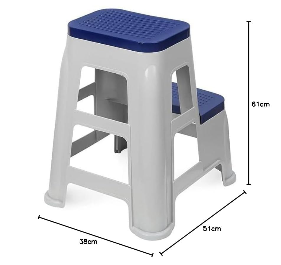 Image of SKYGLAMOUR Plastic Stepper Stool for Home | Office&Kitchen Use with Weight Bearing Capacity of 120 Kg |2 Step Stool for Home| Color: Blue; Pack of 1