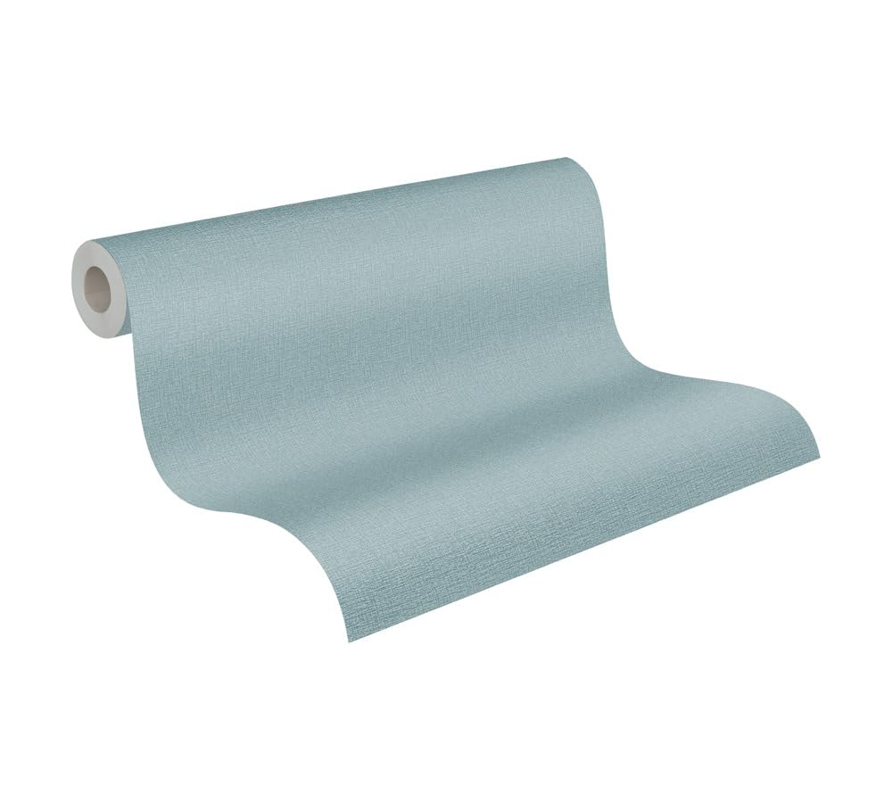 Papier peint bleu turquoise intissé pour créer un salon cosy moderne