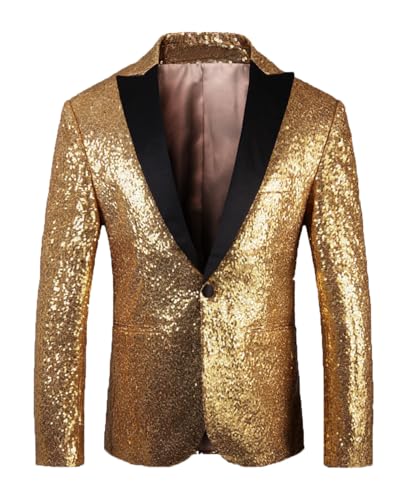 VENNYNG Men's Fashion Disco Sequin Blazer Jacket Leopard Blazer Plus Size Regular Tailored Fit Single Breasted One-Button