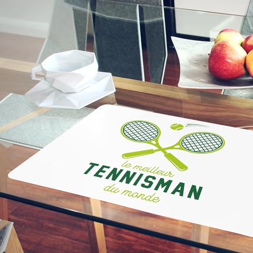 Sets de table tennis blanc grand format avec dessous liège premium - 6