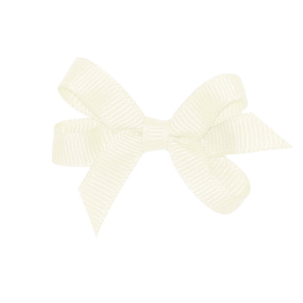 Wee Ones Girls' Classic Grosgrain Hair Bows with Plain Wrap Center, No-Slip Hair Clip, Handmade, Antique White, Baby