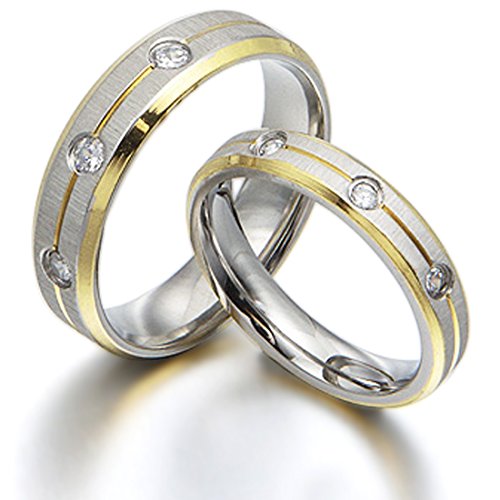 Gemini His & Her Matching Yellow Gold Filled CZ Diamonds Valentine's Day Gift Anniversary Wedding Rings Set
