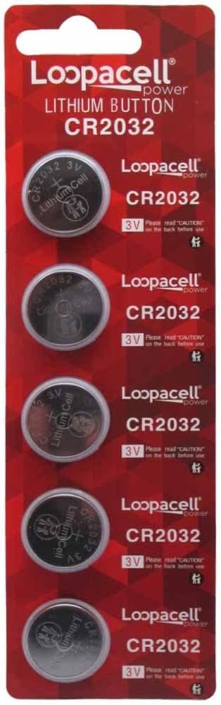 LOOPACELL 2032 Battery (CR2032/DL2032/E-CR2032/SB-T51/LF1/2V) Lithium 3v (1 Pack of 5) By Loopacell