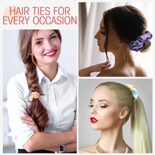 Image of Tatuo 24 Pieces Hair Scrunchies for Girls,Bright Colors,Velvet