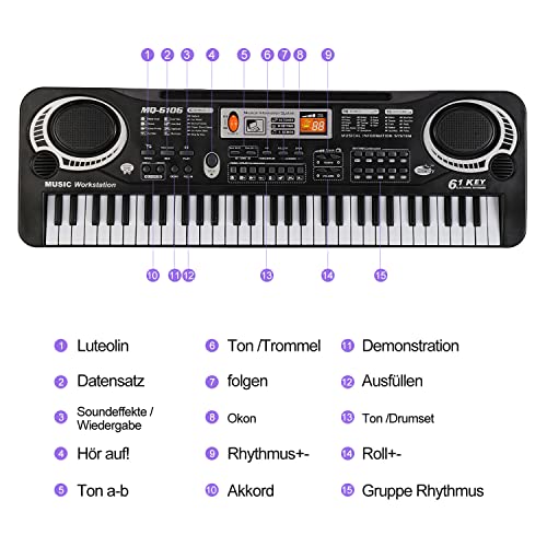 QOXEZY Clavier Piano 61 touches pour débutants/adultes/piano électronique/clavier avec microphone et support pour… - Les Beatles, Paul McCartney, John Lennon, RIngo Starr, George Harrison QOXEZY Clavier Piano 61 touches pour débutants/adultes/piano électronique/clavier avec microphone et support pour… – Image 6