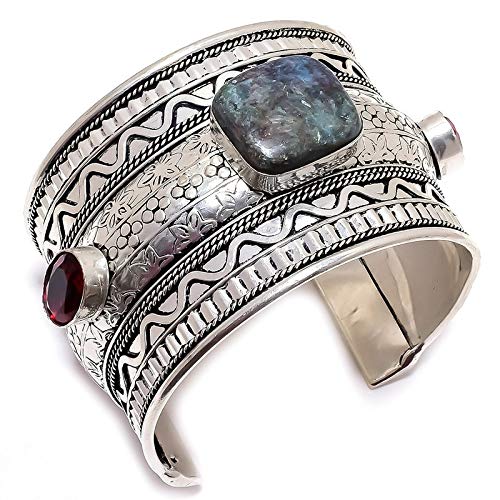Manchette jaspe galaxie d'exception, création artisanale en argent et grenat