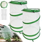 2PCS Pop up Greenhouse Mini Greenhouse-19.7x10.2 Inch PVC Spring-up Portable Greenhouse Cage-Pop up Tomato Plant Cover with Double Layer Protects Top from Wind Rain Proof