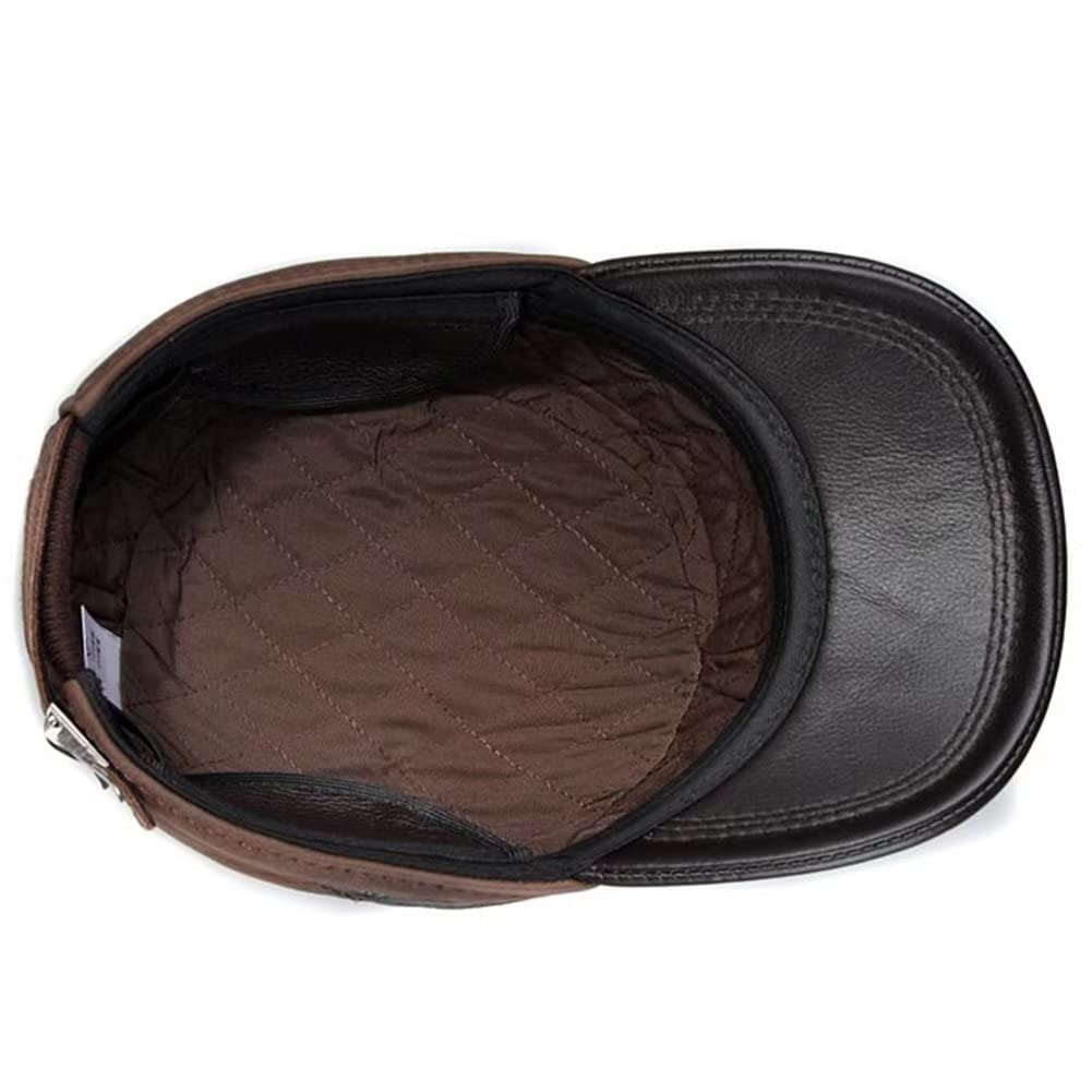 DongBao Cappello da Baseball in Pelle Regolabile Uomo Berretto da Sole con Paraorecchie Berretto Casual Autunno Inverno