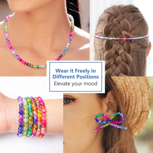 Image of XSEINO About 144 Colors 1200PCS 6mm Glass Beads Bracelet Making Set, 6 Styles of Mixed Crack Beads for Bracelets, Jewelry, and DIY Making