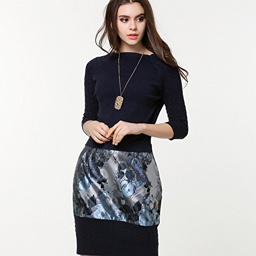 Robe de printemps des femmes ZULQ bleu royal longue section pour sublimer le teint