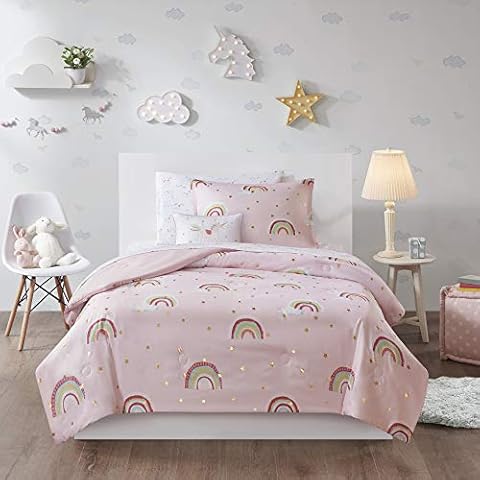 Mi Zone Kids Alicia Cozy Bed in A Bag Comforter with Complete Sheet Set Fun and Playful Print, Children Cover Girls Room Décor, Full, Pink 8 Piece Cover