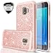Samsung Galaxy J2 Core Case with Tempered Glass Screen Protector [2 Pack], LeYi Glitter Bling Girls Women Dual Layer Heavy Duty Protective Phone Case Cover for Samsung Galaxy J2 Core TP Rose Gold