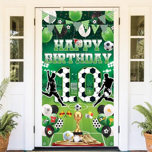 Fussball Deko 10 Geburtstag Kinder Banner - Happy Birthday Fußball Geburtstagsdeko, Grün Großes Fotografie Hintergrund für Jungen Kindergeburtstag Indoor Outdoor Sport Party (180 × 90cm) Fussball Deko 10 Geburtstag Kinder Banner - Happy Birthday Fußball Geburtstagsdeko, Grün Großes Fotografie Hintergrund für Jungen Kindergeburtstag Indoor Outdoor Sport Party (180 × 90cm)