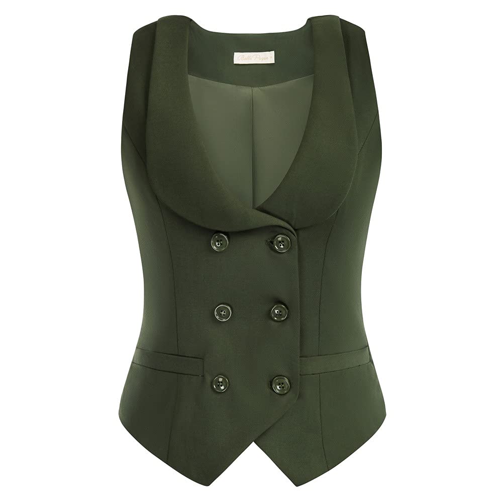 Belle Poque Chaleco de mujer cruzado de color liso formal retro estilo empresarial