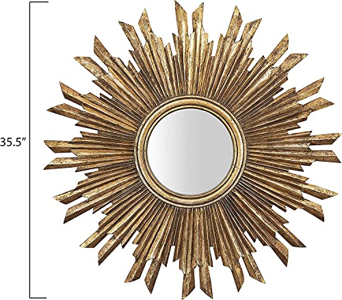 Creative Co-Op Round Sunburst Wall Mirror With Gold Finish #TOP4