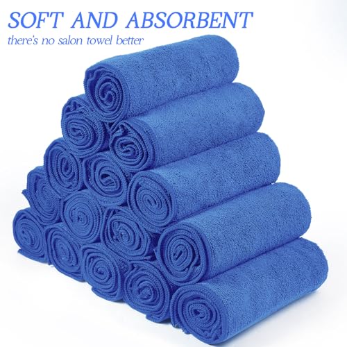 Image of Shimeyao 40 Pack Bleach Proof Towels Microfiber Absorbent Resistant Hair Hand Towels Bulk Quick Dry for Barber Gym Bath Spa Shaving (Blue,16 x 29 Inch)