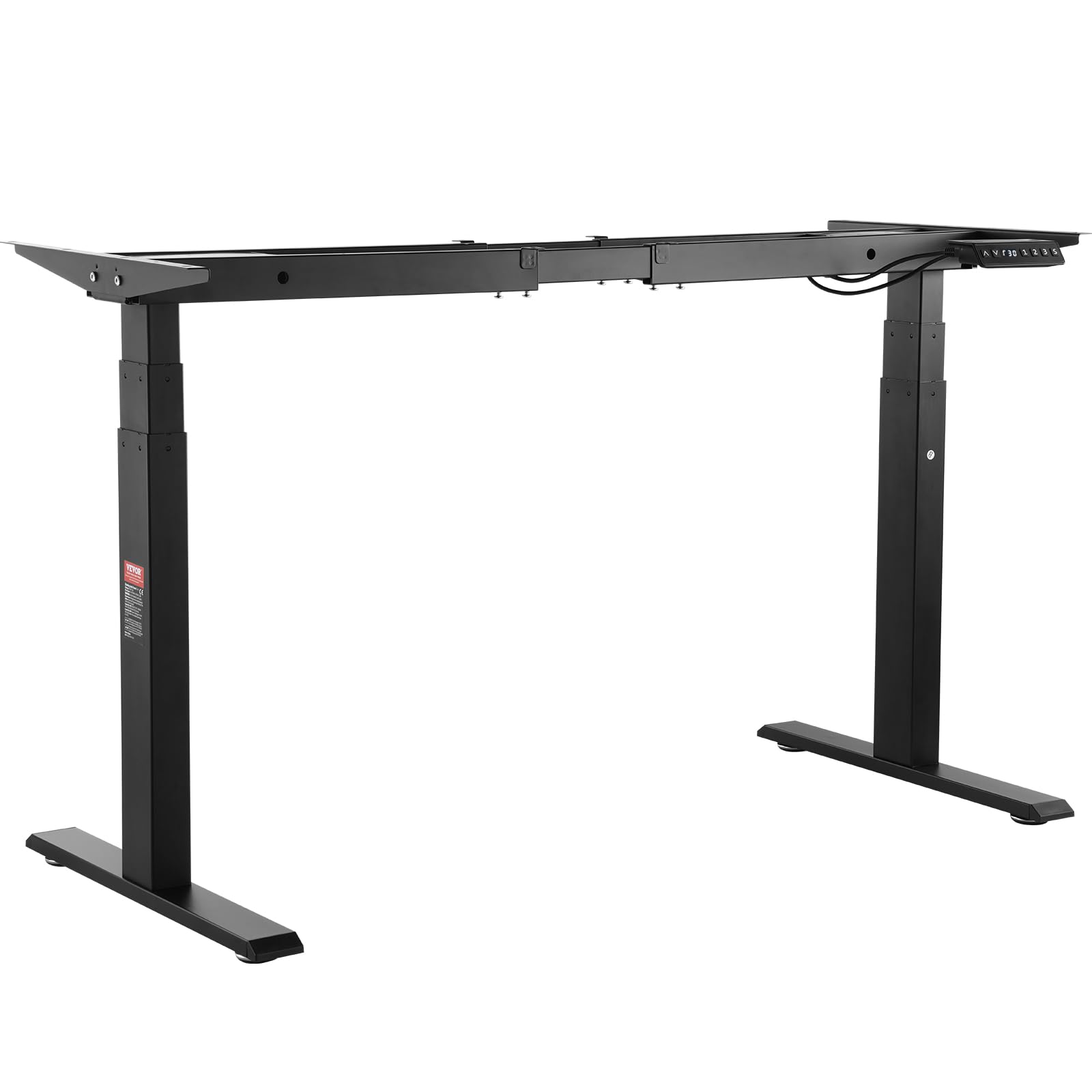 VEVOR Marco de Escritorio de Pie con Motor Dual Altura Ajustable 65-129 cm Patas Eléctricas para Escritorio Longitud de 110-178 cm Base de Estación de Trabajo para Hogar, Oficina, Solo Marco, Negro