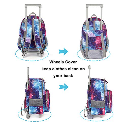 Image of Rolling Backpack 18 inch Double Handle Wheeled Boys Girls Travel School Children Luggage Toddler Trip