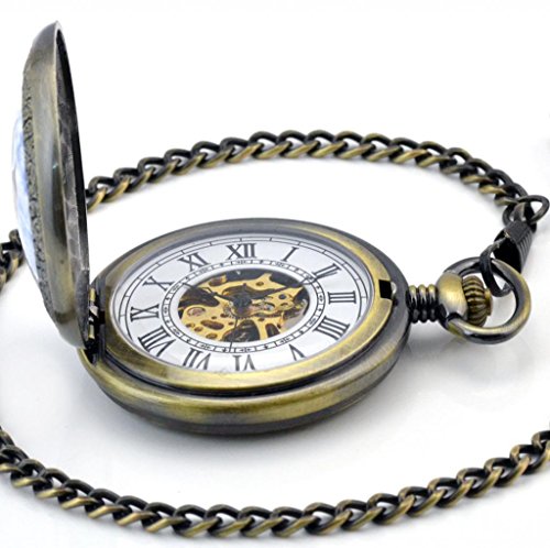 Infinite U The Virgin Maria and Jesus Christ Roman Numerals Steel Mechanical Pocket Watch3